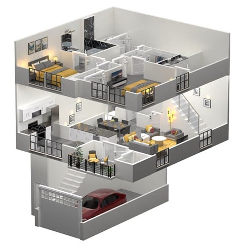 Floor plan for 2 beds, 2.5 baths, 1259 sqft